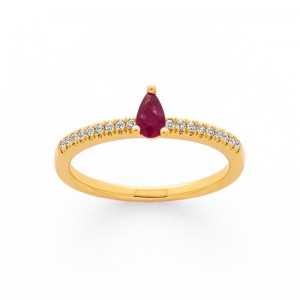 Bague Rubis 0,22 Carat et Diamants 0,09 Carat H P1 Or jaune