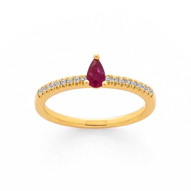 Bague Rubis 0,22 Carat et Diamants 0,09 Carat H P1 Or jaune