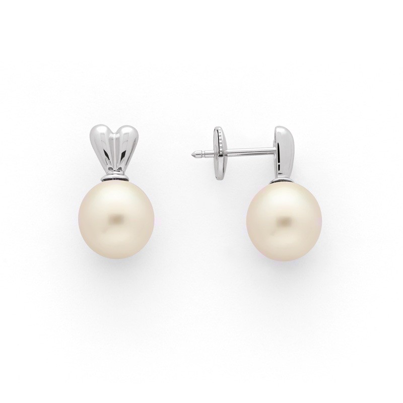 Boucles d'oreilles Perles de culture Akoya Japon 8-8,5 mm Or blanc