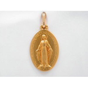 Médaille Vierge miraculeuse ovale 15mm Or Jaune 9 Carats