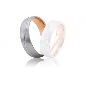 Alliance homme SAINT MAURICE Precious Line 6 mm - Or Blanc et Or Rose-1