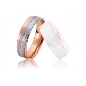 Alliance homme SAINT MAURICE Precious Line 6 mm - Or Blanc et Or Rose-2