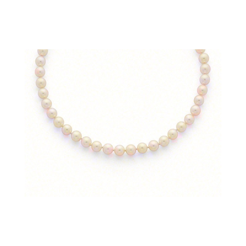 Collier Perles de culture Choker Akoya Japon Blanc-rosé 9-9,5mm Or jaune