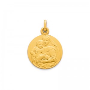 Médaille Vierge ronde à l'Enfant Révillon 18mm Or jaune