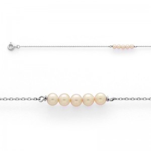 Bracelet Perles Akoya Japon 3,5-4mm 5 perles maille forçat Or blanc