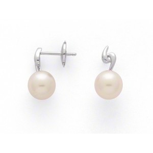 Boucles d'oreilles Perles de culture Akoya Japon ronde 7,5-8 mm Or blanc-1