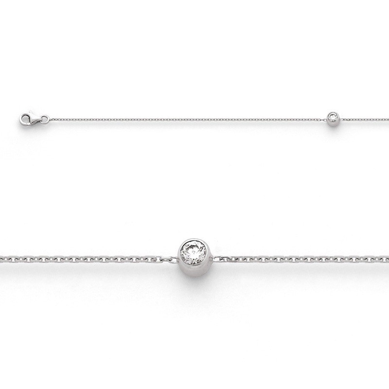 Bracelet joaillerie Diamants 0,12 Carat serti clos Or blanc