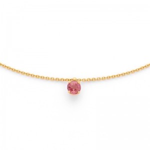 Pendentif Saphir orange 0,40 Carat naturel Madagascar 4 griffes Or jaune
