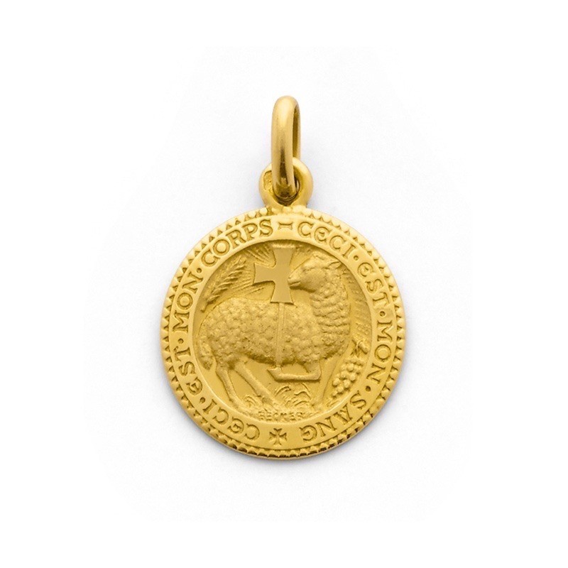 Médaille Becker symbole chrétien agneau mystique 18mm Or jaune
