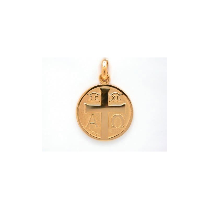 Médaille Becker symbole chrétien : symbole croix 18mm Or jaune
