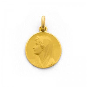 Médaille Becker Vierge au voile 18mm Or jaune