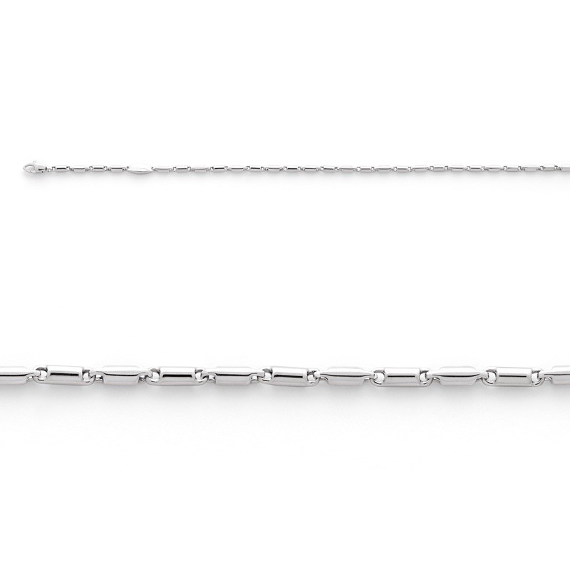 Bracelet maille Tubineaux 2mm Or blanc