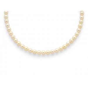 Collier Perles de culture Choker Akoya Japon Blanc-rosé 6-6,5mm Or blanc