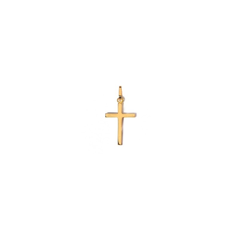 Croix chrétienne unie fil carré 18mm massive Or jaune