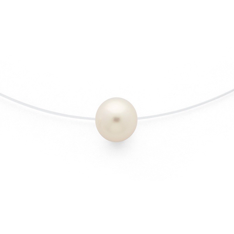 Pendentif Perle de culture Akoya (Japon) 6-6,5mm Fil nylon Or blanc