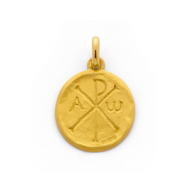 Médaille Becker symbole chrétien chrisme 18mm Or jaune
