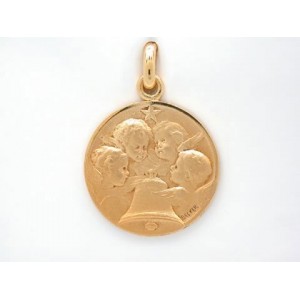 Médaille Becker symbole chrétien Angelus 18mm Or jaune