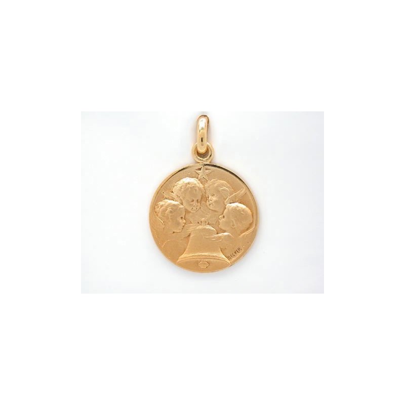 Médaille Becker symbole chrétien Angelus 18mm Or jaune