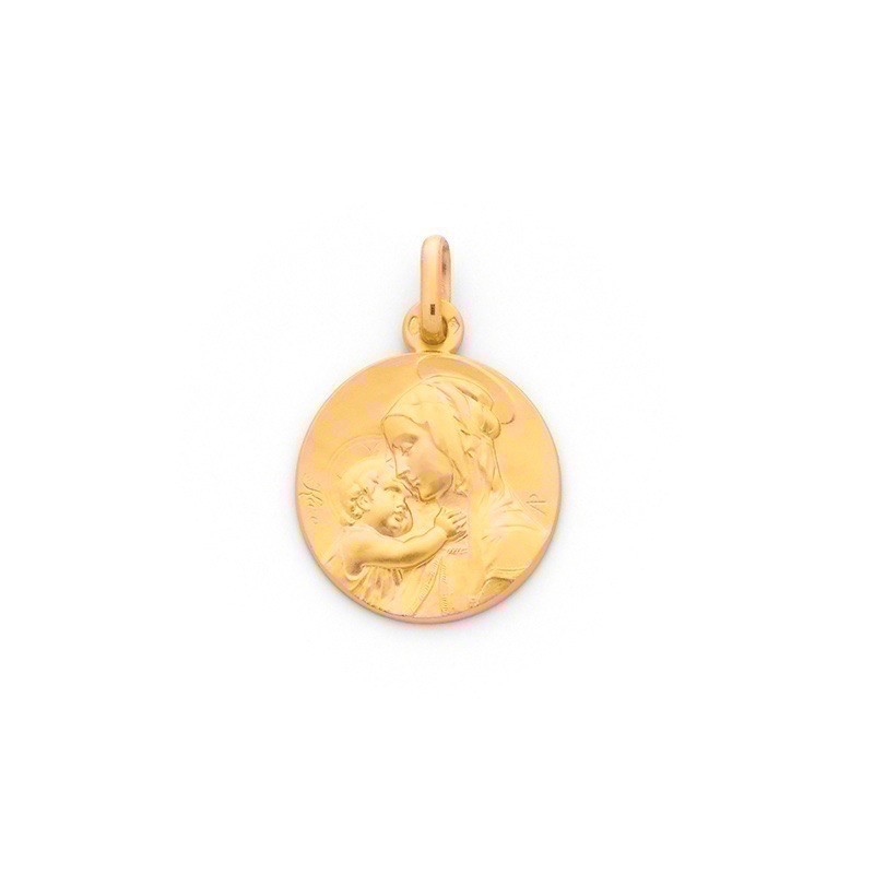 Médaille Vierge à l'Enfant 16mm Or jaune