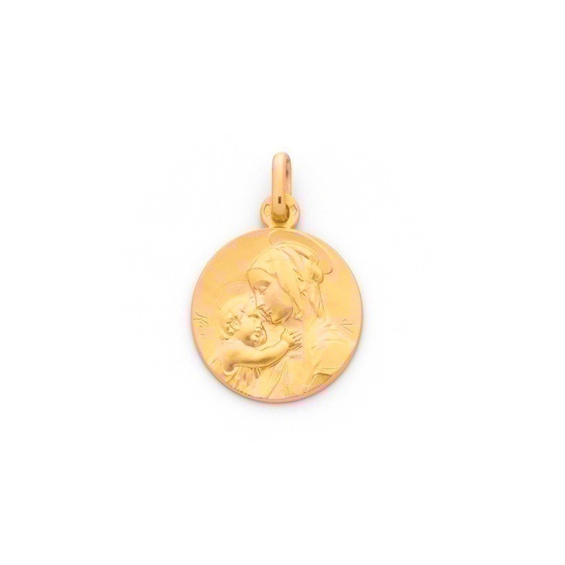 Médaille Vierge à l'Enfant 16mm Or jaune