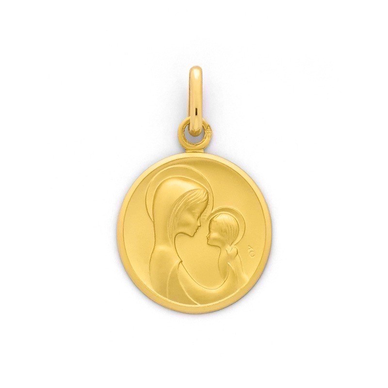 Médaille Vierge à l'Enfant 18mm Or jaune-2