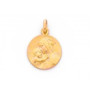 Médaille Vierge à l'Enfant 18mm Or jaune