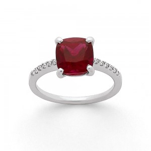 Bague Rubellite 2,60 Carats et Diamants 0,07 Carat G VS Or blanc
