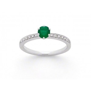 Bague Emeraude 0,34 Carat et Diamants 0,13 Carat H SI Or blanc