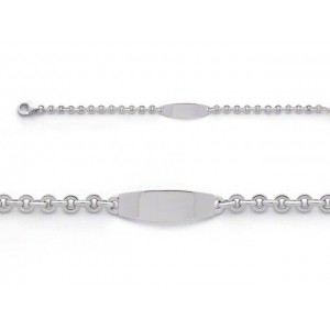 Bracelet identite bébé mailles lentilles plaque ovale Or blanc