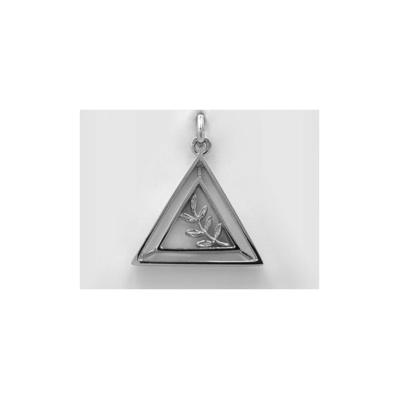 Pendentif symbolique Double Triangle et Branche d'accacia Or blanc