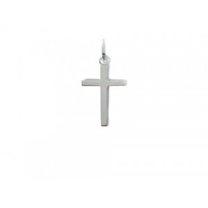 Croix chrétienne unie fil carré 18mm massive Or blanc