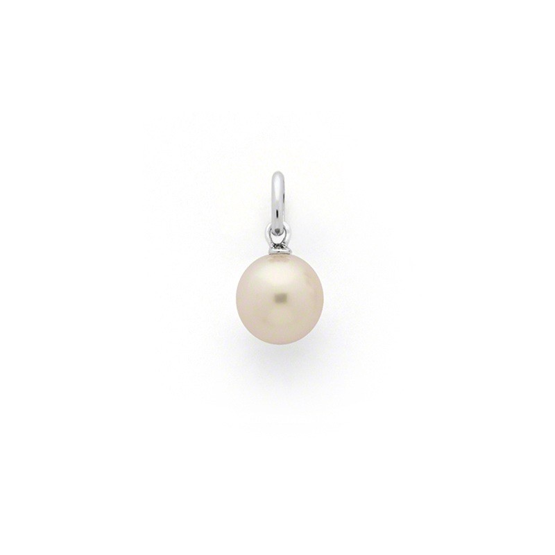 Pendentif perle de culture Akoya Japon ronde 7,8mm Or blanc