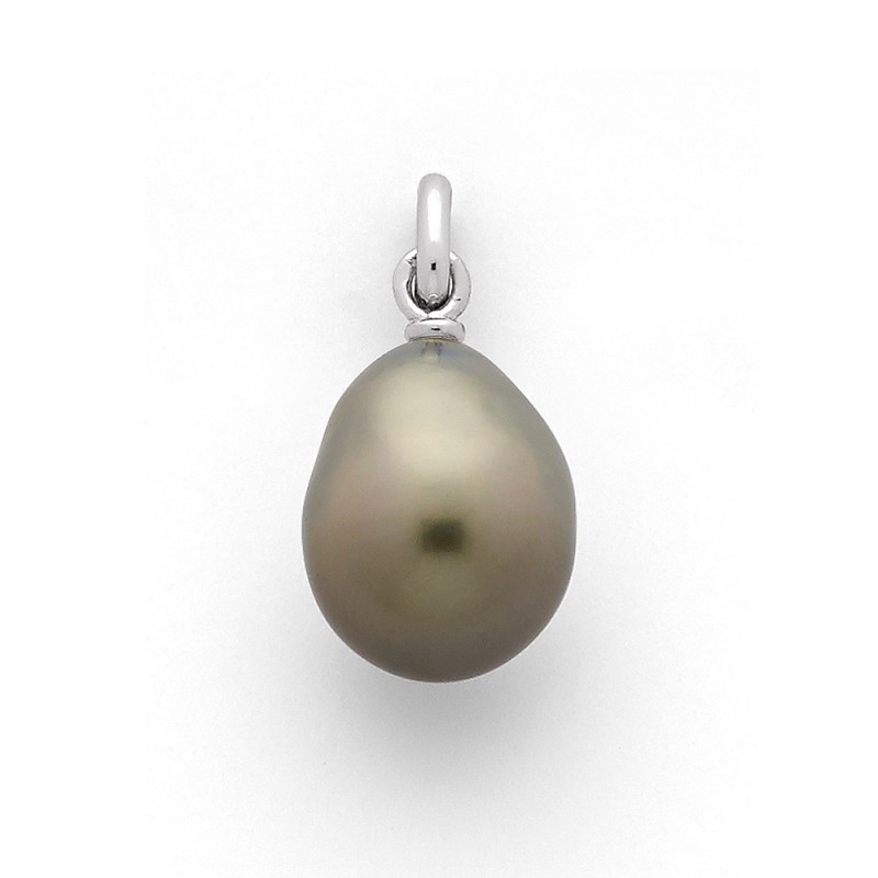 Pendentif Perle de Tahiti poire 9,5mm Or blanc
