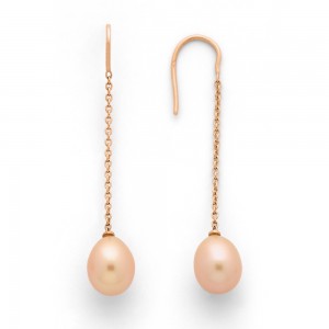 Boucles d'oreilles Perles de culture poire 8,5-9 mm Or rose