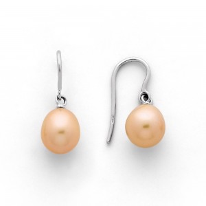 Boucles d'oreilles Perles de culture poire 8,5-9mm Or blanc