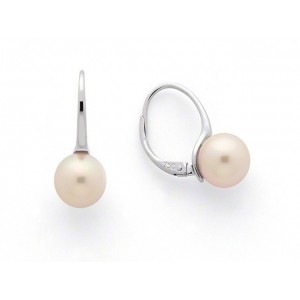 Boucles d'oreilles Perles de culture Akoya Japon ronde 7,5-8 mm Or blanc-3