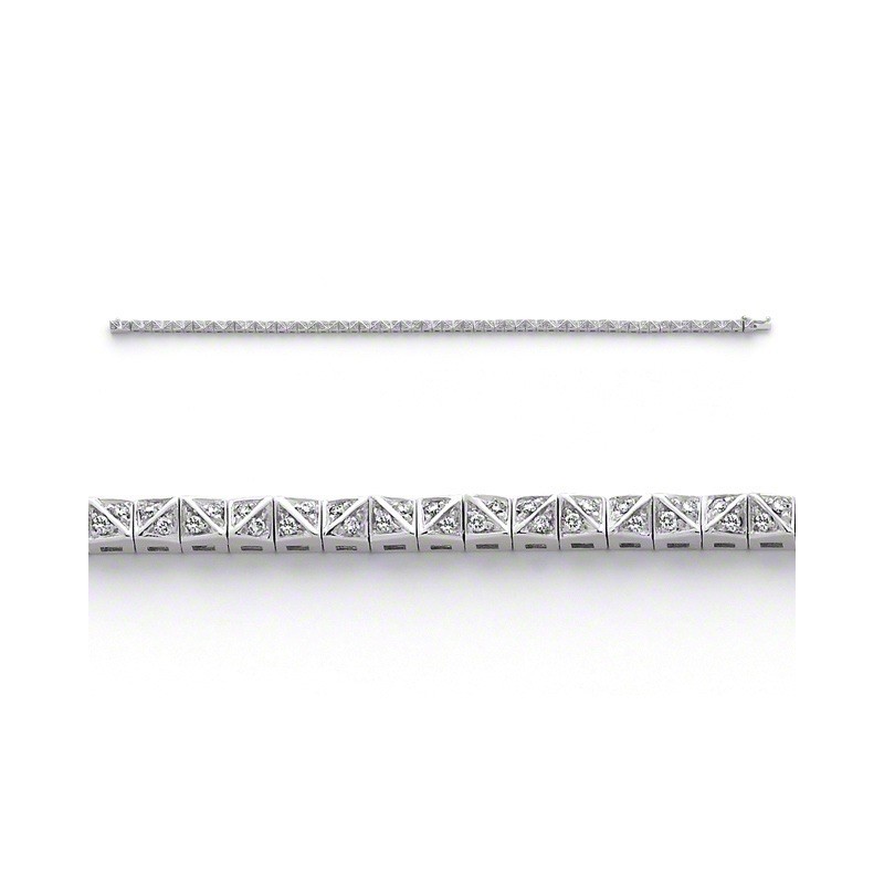 Bracelet joaillerie Diamants 0,61 Carat G VS Or blanc serti biais