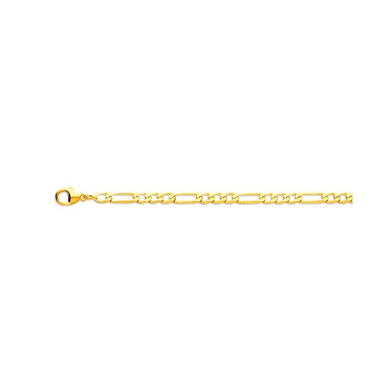 Collier maille alterné 1/3 plat 4mm Or jaune
