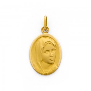 Médaille Vierge ovale 22mm Or jaune