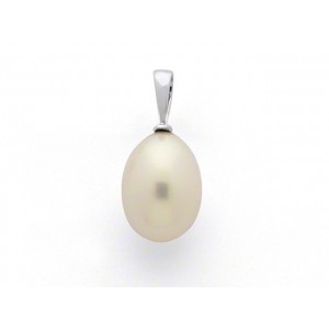 Pendentif Perle de culture poire 10,8mm Or blanc