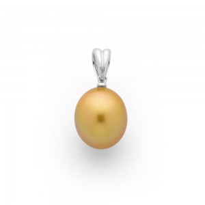 Pendentif Perle de culture gold poire 10,5mm Or blanc
