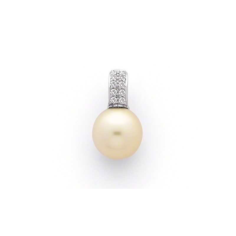 Pendentif Perle de culture d'Australie poire 13,2mm Diamants Or blanc