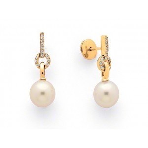 Boucles d'oreilles Perles de culture Akoya Japon ronde 8-8,5mm Diamants-6