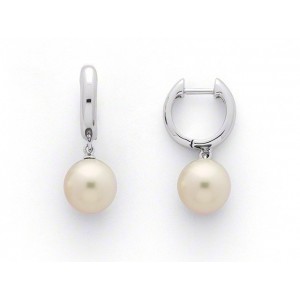 Boucles d'oreilles Perles de culture Akoya Japon ronde 7,5-8mm Or blanc