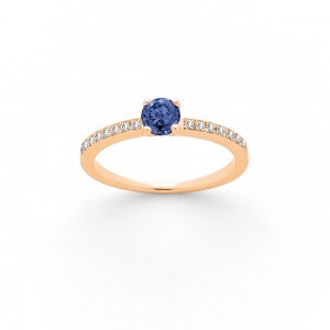 Bague Saphir 0,47 Carat et Diamants 0,13 Carat G SI 4 griffes Or blanc