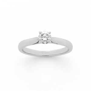 Solitaire Diamant 0,37 Carat F VS2 4 griffes Platine