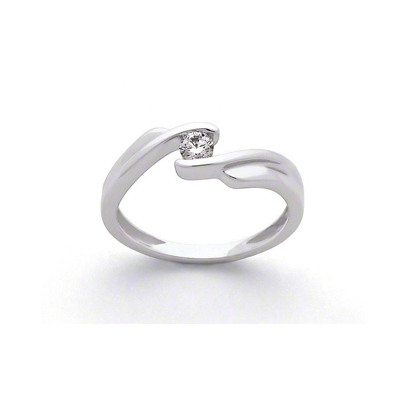 Solitaire Diamant 0,14 Carat G SI double corps Or blanc