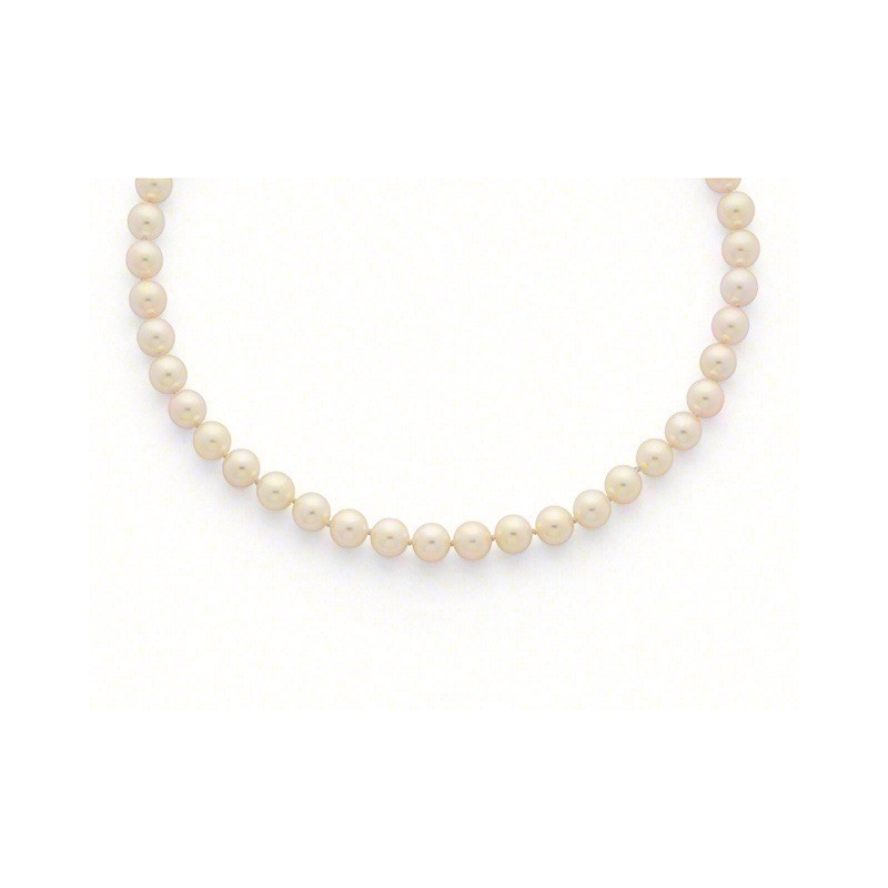 Collier Perles de culture Choker Akoya Japon blanc-rosé 7,5-8 mm
