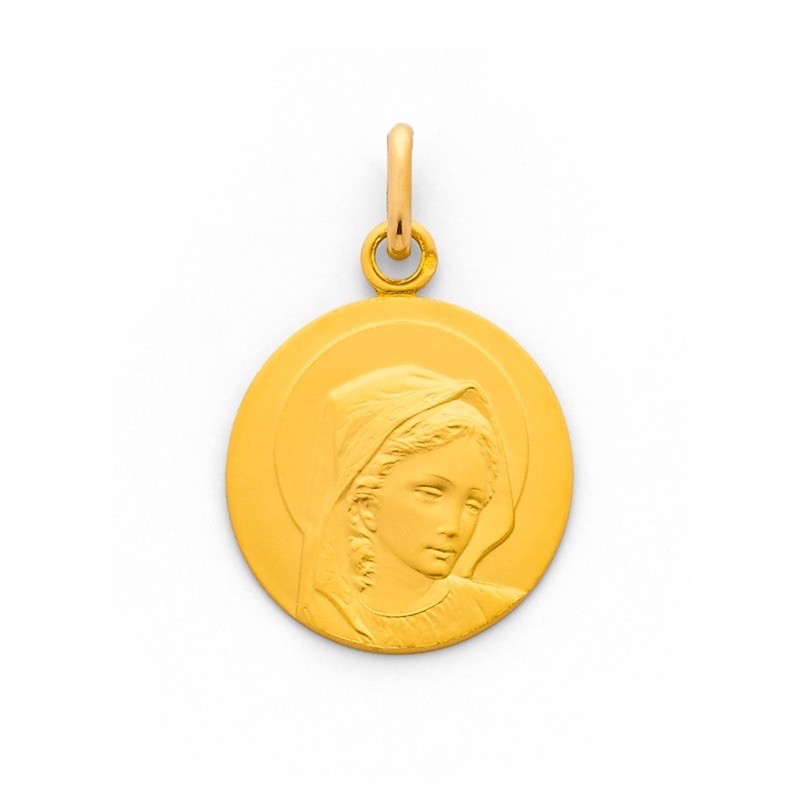 Médaille Vierge Jeune voilée de trois quarts 18mm Or jaune