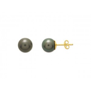 Boucles d'oreilles Perles de culture de TahitI 8-8,5mm rondes Or jaune
